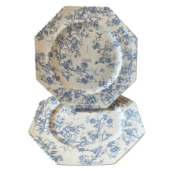 Grace Teaware Blue & White Floral Porcelain Salad Plates 7.5in Set of 4 NEW - Picture 2 of 11